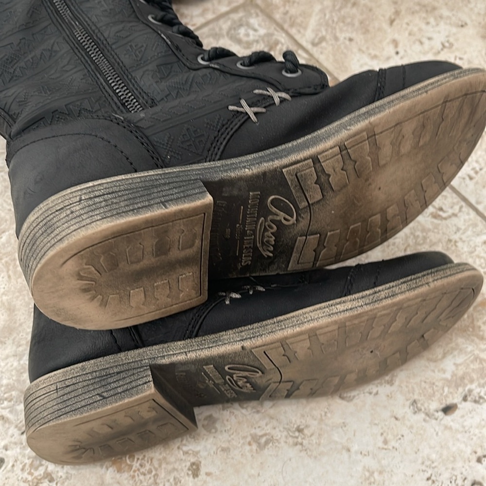 ROXY Mountain & The Seas black tall winter lace up boots size 6.5 - Picture 9 of 16
